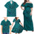 Hawaiian Whales Polynesian Art Motifs Family Matching Off Shoulder Maxi Dress and Hawaiian Shirt Turquoise Color - Polynesian Pride