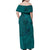 Hawaiian Whales Polynesian Art Motifs Family Matching Off Shoulder Maxi Dress and Hawaiian Shirt Turquoise Color - Polynesian Pride