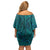 Hawaiian Whales Polynesian Art Motifs Family Matching Off Shoulder Short Dress and Hawaiian Shirt Turquoise Color - Polynesian Pride