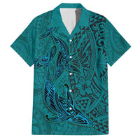 Hawaiian Whales Polynesian Art Motifs Hawaiian Shirt Turquoise Color - Polynesian Pride