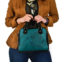 Hawaiian Whales Polynesian Art Motifs Shoulder Handbag Turquoise Color - Polynesian Pride