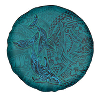 Hawaiian Whales Polynesian Art Motifs Spare Tire Cover Turquoise Color - Polynesian Pride
