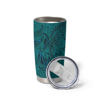 Hawaiian Whales Polynesian Art Motifs Tumbler Cup Turquoise Color - Polynesian Pride