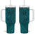 Hawaiian Whales Polynesian Art Motifs Tumbler With Handle Turquoise Color - Polynesian Pride