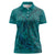 Hawaiian Whales Polynesian Art Motifs Women Polo Shirt Turquoise Color - Polynesian Pride