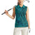Hawaiian Whales Polynesian Art Motifs Women Sleeveless Polo Shirt Turquoise Color - Polynesian Pride