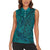 Hawaiian Whales Polynesian Art Motifs Women Sleeveless Polo Shirt Turquoise Color - Polynesian Pride