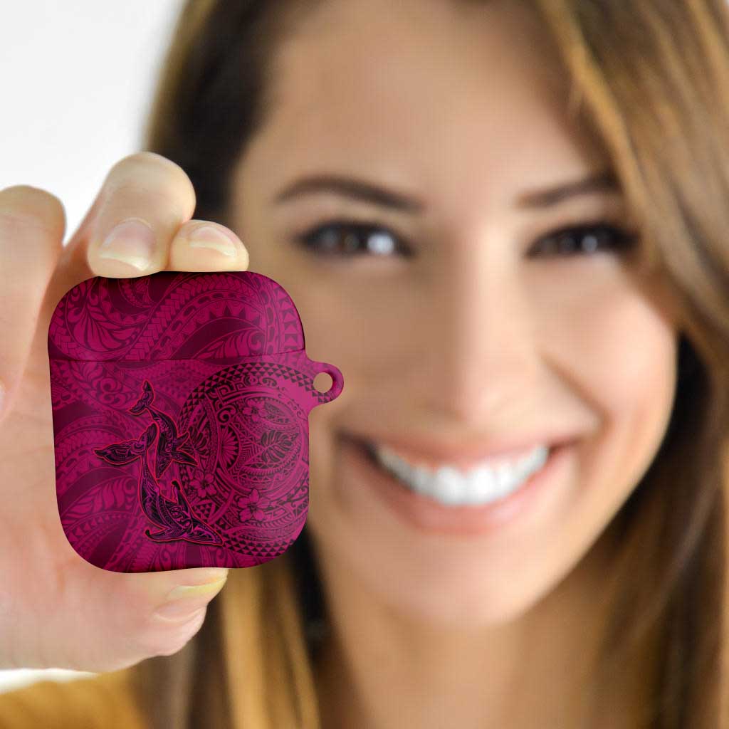 Hawaiian Whales Polynesian Art Motifs AirPods Case Pink Color - Polynesian Pride