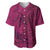 Hawaiian Whales Polynesian Art Motifs Baseball Jersey Pink Color - Polynesian Pride