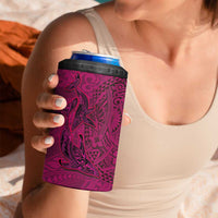 Hawaiian Whales Polynesian Art Motifs 4 in 1 Can Cooler Tumbler Pink Color - Polynesian Pride