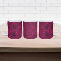 Hawaiian Whales Polynesian Art Motifs Ceramic Mug Pink Color - Polynesian Pride