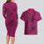 Hawaiian Whales Polynesian Art Motifs Couples Matching Long Sleeve Bodycon Dress and Hawaiian Shirt Pink Color - Polynesian Pride
