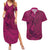 Hawaiian Whales Polynesian Art Motifs Couples Matching Summer Maxi Dress and Hawaiian Shirt Pink Color - Polynesian Pride