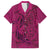 Hawaiian Whales Polynesian Art Motifs Family Matching Short Sleeve Bodycon Dress and Hawaiian Shirt Pink Color - Polynesian Pride
