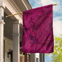 Hawaiian Whales Polynesian Art Motifs Garden Flag Pink Color - Polynesian Pride