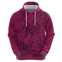 Hawaiian Whales Polynesian Art Motifs Hoodie Pink Color - Polynesian Pride