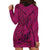 Hawaiian Whales Polynesian Art Motifs Hoodie Dress Pink Color - Polynesian Pride