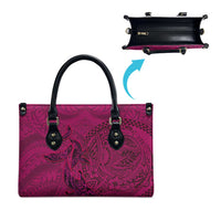 Hawaiian Whales Polynesian Art Motifs Leather Bag Pink Color - Polynesian Pride