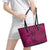 Hawaiian Whales Polynesian Art Motifs Leather Tote Bag Pink Color - Polynesian Pride
