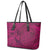 Hawaiian Whales Polynesian Art Motifs Leather Tote Bag Pink Color - Polynesian Pride