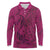 Hawaiian Whales Polynesian Art Motifs Long Sleeve Polo Shirt Pink Color - Polynesian Pride