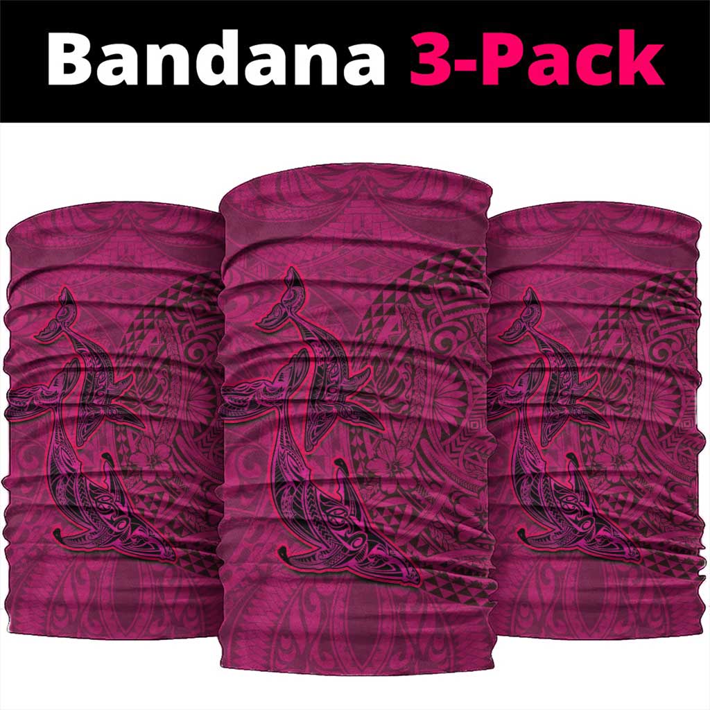 Hawaiian Whales Polynesian Art Motifs Neck Gaiter Pink Color - Polynesian Pride