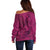 Hawaiian Whales Polynesian Art Motifs Off Shoulder Sweater Pink Color - Polynesian Pride