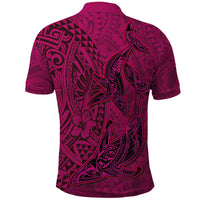 Hawaiian Whales Polynesian Art Motifs Polo Shirt Pink Color - Polynesian Pride