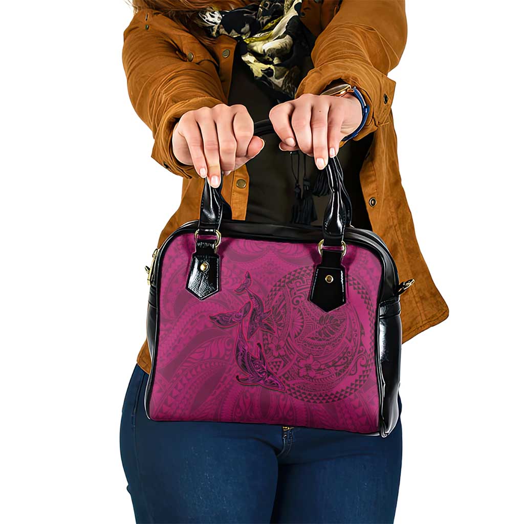 Hawaiian Whales Polynesian Art Motifs Shoulder Handbag Pink Color - Polynesian Pride
