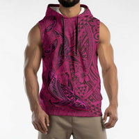 Hawaiian Whales Polynesian Art Motifs Sleeveless Hoodie Pink Color - Polynesian Pride