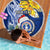 Custom Northern Mariana Islands Christmas Beach Blanket Funny Santa Hug Latte Stone Ylang-ylang and Polynesia Pattern Blue LT03 - Polynesian Pride