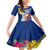 Custom Northern Mariana Islands Christmas Family Matching Mermaid Dress and Hawaiian Shirt Funny Santa Hug Latte Stone Ylang-ylang and Polynesia Pattern Blue LT03 Daughter's Dress Blue - Polynesian Pride