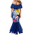 Custom Northern Mariana Islands Christmas Family Matching Mermaid Dress and Hawaiian Shirt Funny Santa Hug Latte Stone Ylang-ylang and Polynesia Pattern Blue LT03 - Polynesian Pride