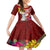 Custom Northern Mariana Islands Christmas Family Matching Puletasi Dress and Hawaiian Shirt Funny Santa Hug Latte Stone Ylang-ylang and Polynesia Pattern Red LT03 Daughter's Dress Red - Polynesian Pride