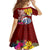 Custom Northern Mariana Islands Christmas Family Matching Puletasi Dress and Hawaiian Shirt Funny Santa Hug Latte Stone Ylang-ylang and Polynesia Pattern Red LT03 - Polynesian Pride
