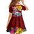 Custom Northern Mariana Islands Christmas Family Matching Short Sleeve Bodycon Dress and Hawaiian Shirt Funny Santa Hug Latte Stone Ylang-ylang and Polynesia Pattern Red LT03 - Polynesian Pride
