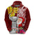 Custom Northern Mariana Islands Christmas Hoodie Funny Santa Hug Latte Stone Ylang-ylang and Polynesia Pattern Red LT03 - Polynesian Pride