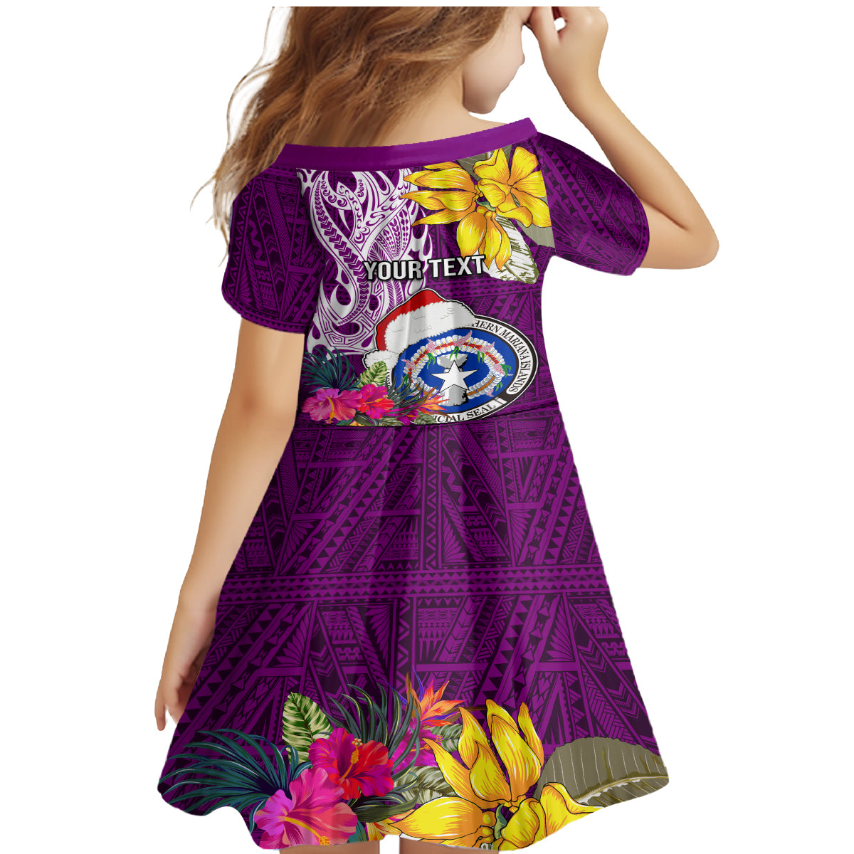 Custom Northern Mariana Islands Christmas Family Matching Mermaid Dress and Hawaiian Shirt Funny Santa Hug Latte Stone Ylang-ylang and Polynesia Pattern Pink LT03 - Polynesian Pride