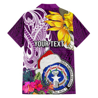 Custom Northern Mariana Islands Christmas Family Matching Puletasi Dress and Hawaiian Shirt Funny Santa Hug Latte Stone Ylang-ylang and Polynesia Pattern Pink LT03 - Polynesian Pride