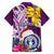 Custom Northern Mariana Islands Christmas Family Matching Puletasi Dress and Hawaiian Shirt Funny Santa Hug Latte Stone Ylang-ylang and Polynesia Pattern Pink LT03 - Polynesian Pride