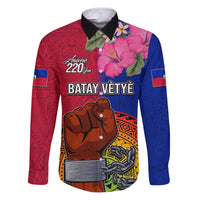 Haiti Battle of Vertieres Family Matching Puletasi Dress and Hawaiian Shirt The Haitian Revolution 220th Anniversary Polynesian Style LT03 Dad's Shirt - Long Sleeve Red - Polynesian Pride