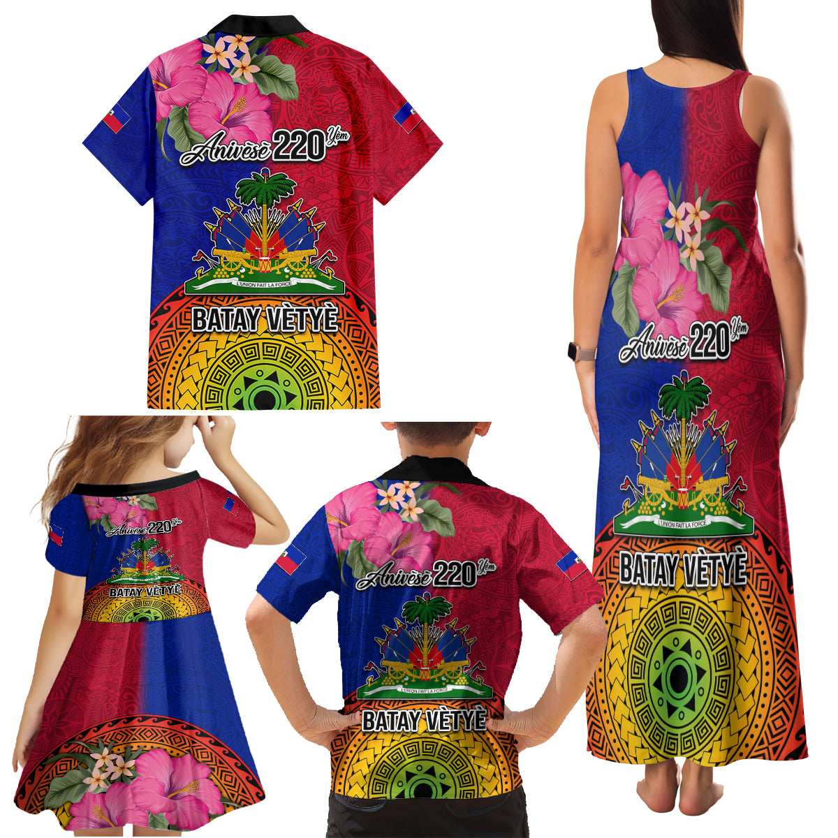 Haiti Battle of Vertieres Family Matching Tank Maxi Dress and Hawaiian Shirt The Haitian Revolution 220th Anniversary Polynesian Style LT03 - Polynesian Pride