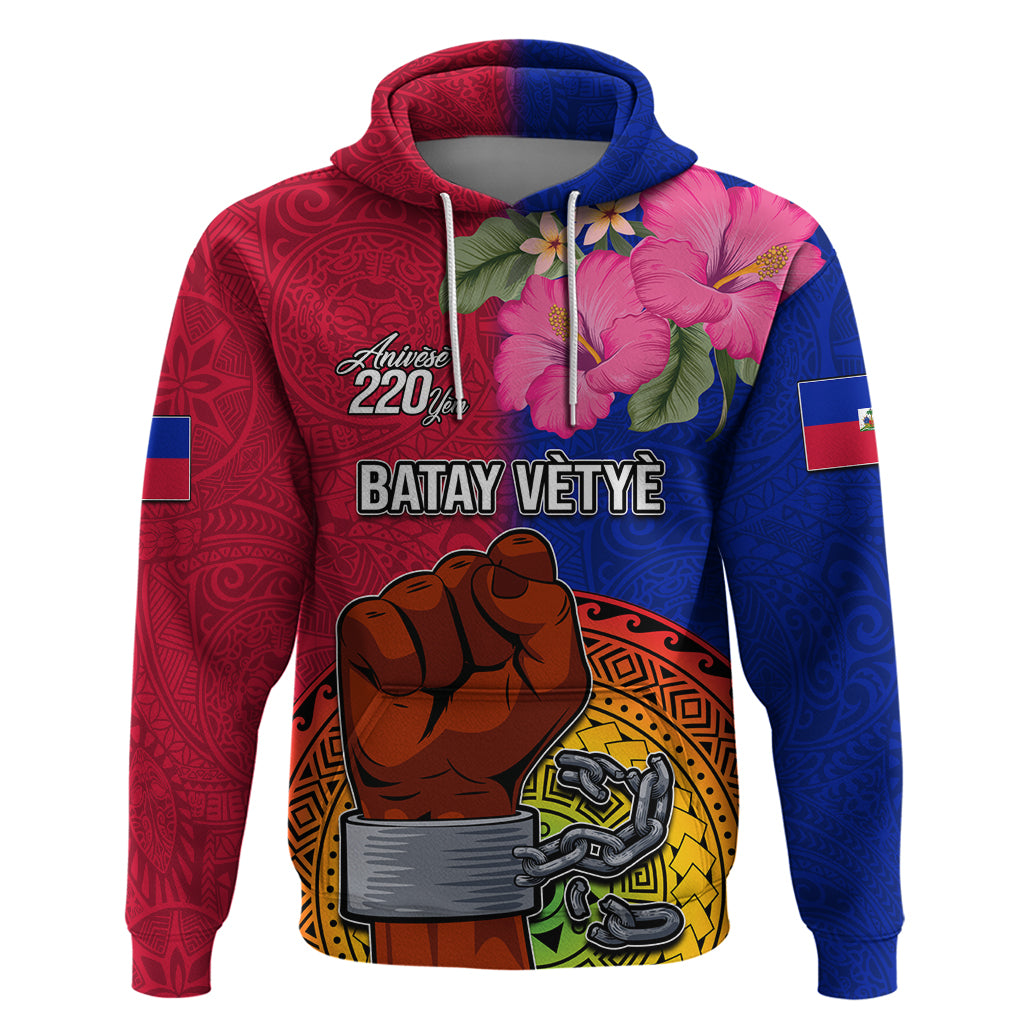 Haiti Battle of Vertieres Hoodie The Haitian Revolution 220th Anniversary Polynesian Style LT03 Pullover Hoodie Red - Polynesian Pride