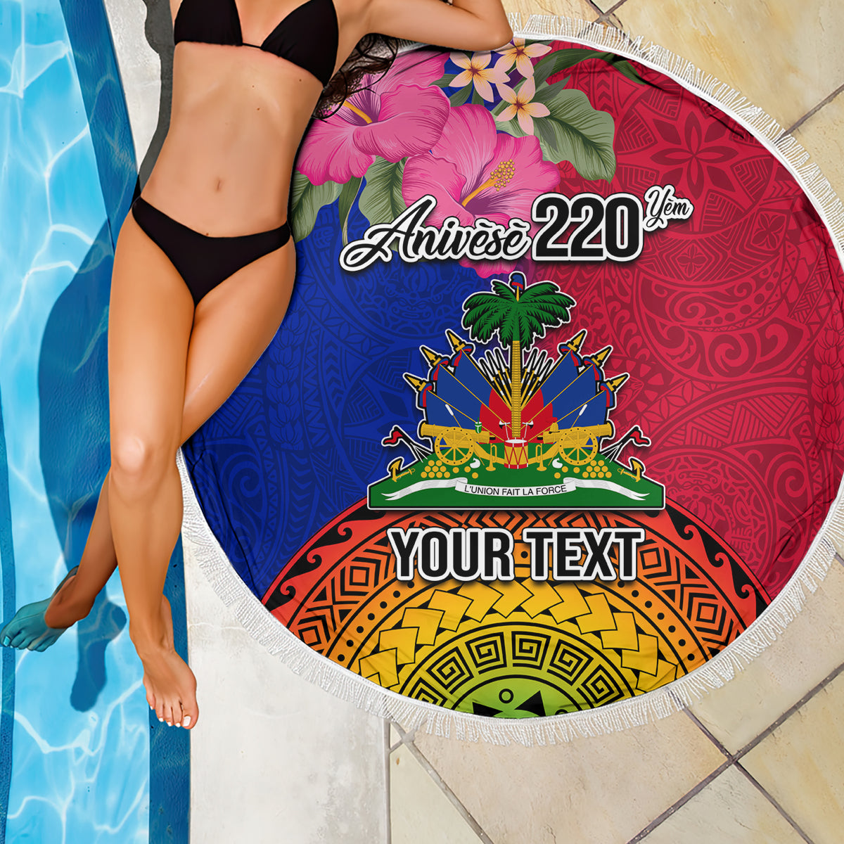 Personalised Haiti Battle of Vertieres Beach Blanket The Haitian Revolution 220th Anniversary Polynesian Style LT03 - Polynesian Pride