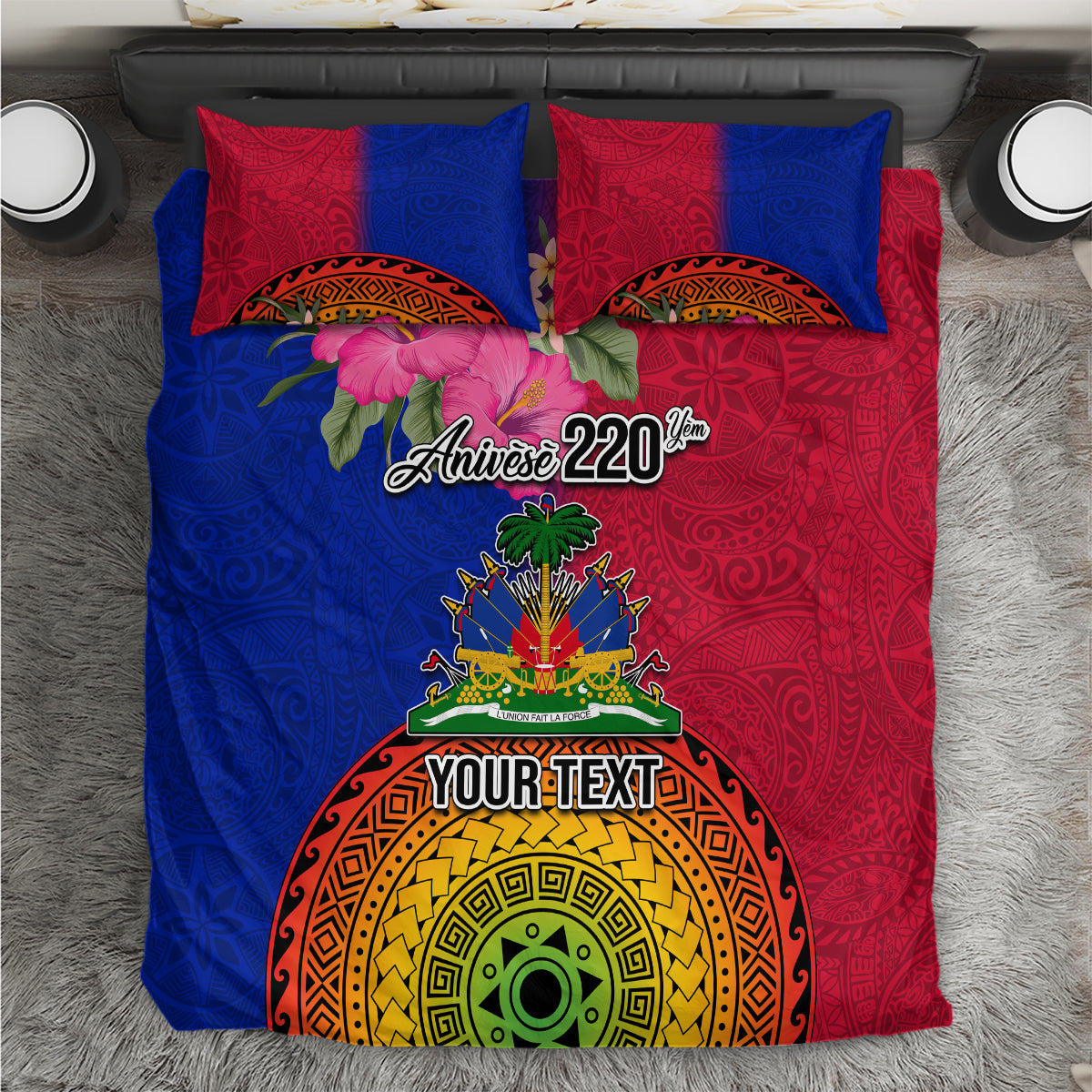 Personalised Haiti Battle of Vertieres Bedding Set The Haitian Revolution 220th Anniversary Polynesian Style LT03 Red - Polynesian Pride