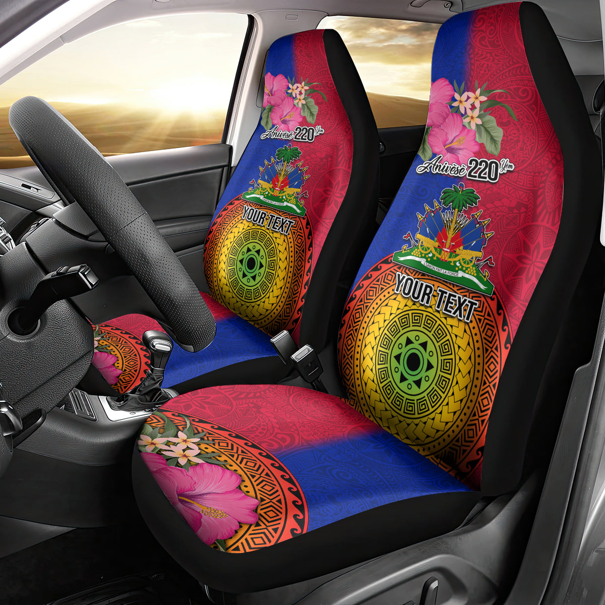 Personalised Haiti Battle of Vertieres Car Seat Cover The Haitian Revolution 220th Anniversary Polynesian Style LT03 - Polynesian Pride