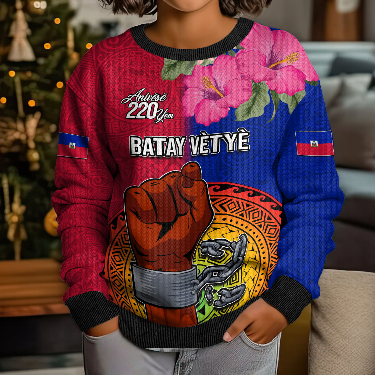 Personalised Haiti Battle of Vertieres Kid Ugly Christmas Sweater The Haitian Revolution 220th Anniversary LT03 - Polynesian Pride