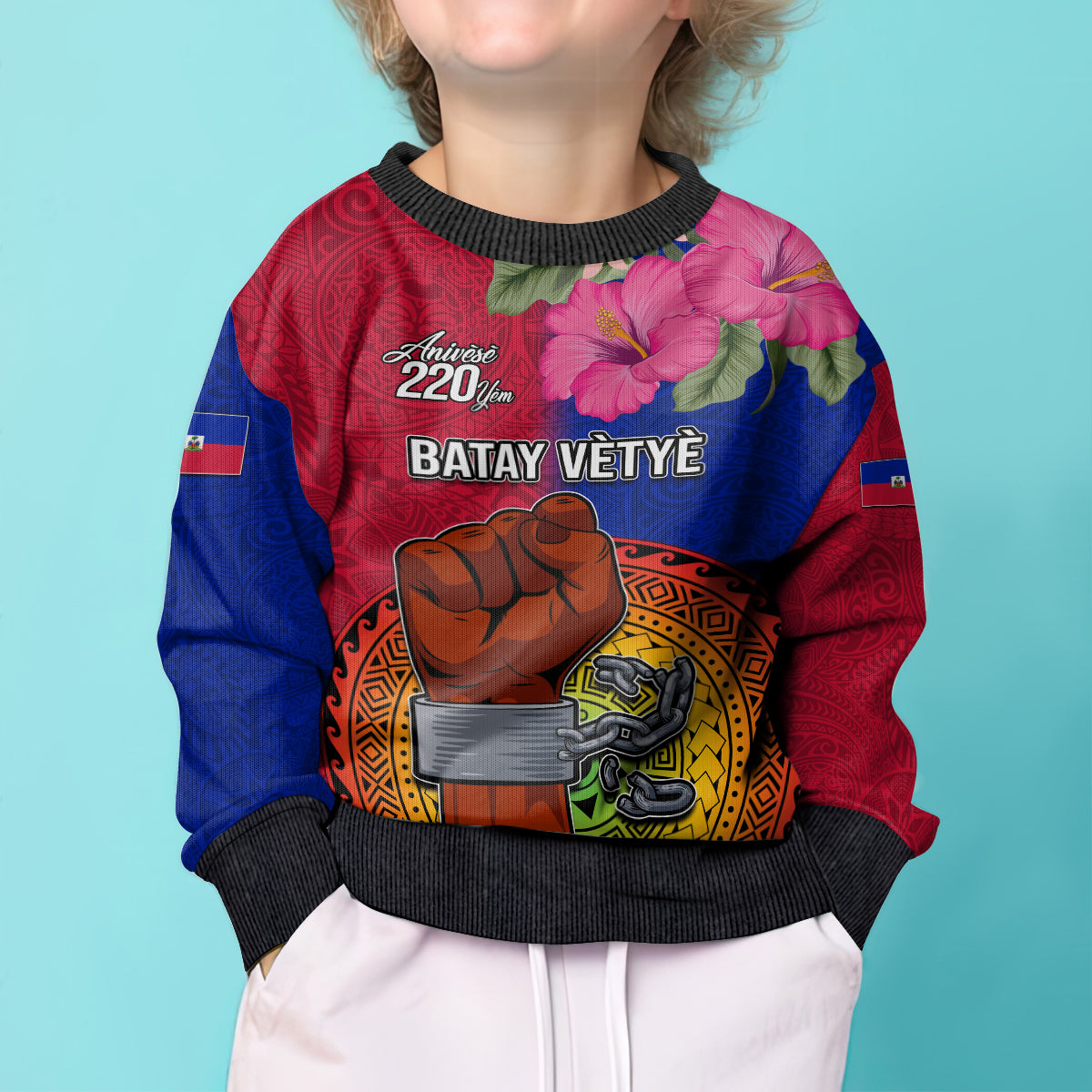 Personalised Haiti Battle of Vertieres Kid Ugly Christmas Sweater The Haitian Revolution 220th Anniversary LT03 - Polynesian Pride