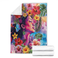 Polynesian Women Blanket Tropical Plant - Vibrant Surreal Dreamscape Vibe