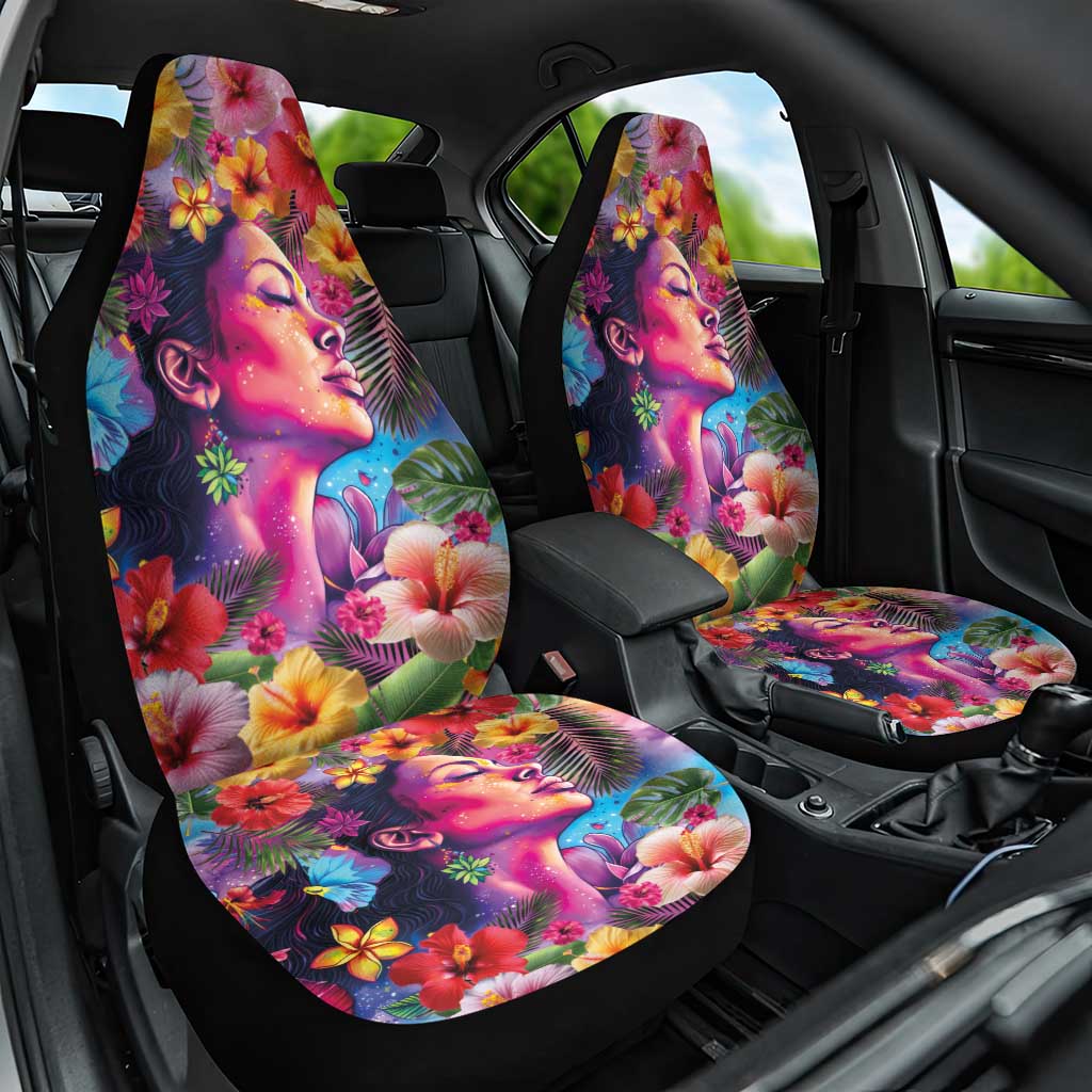 Polynesian Women Car Seat Cover Tropical Plant - Vibrant Surreal Dreamscape Vibe LT03 One Size Pink-Purple - Polynesian Pride